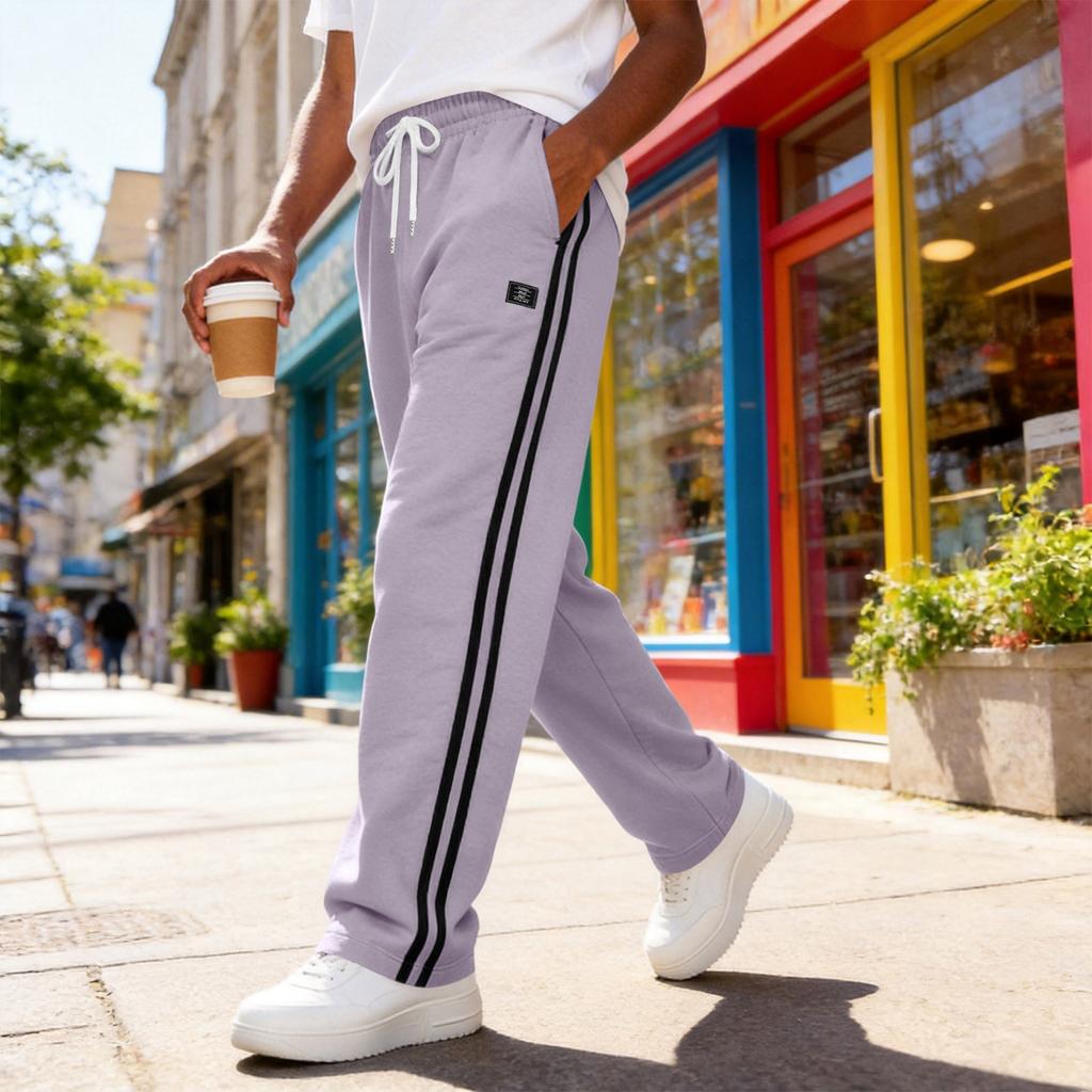 Pantaloni della tuta larghi da uomo con coulisse in vita e laterali per lo sport e il tempo libero