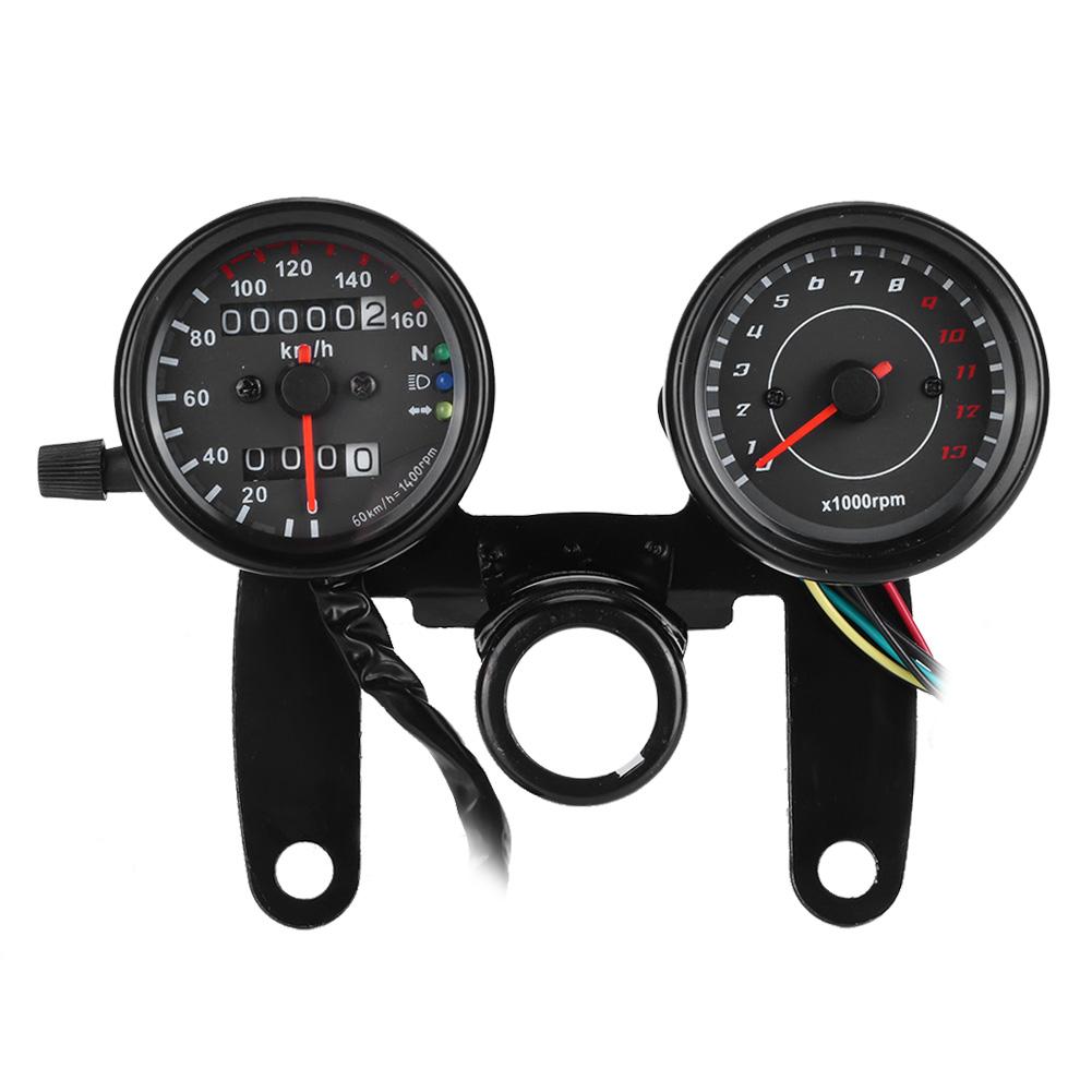 12V 0 160 км/ч 13000 об/мин Светодиодная подсветка Спидометр Одометр Тахометр Мотоциклетный Универсальный Прибор Переоборудование