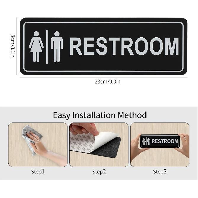 Restroom Sign Unisex for Business and Home, Equipped with Strong Self-Adhesive, Ideal for Office, Business Bathroom, or Toilet Door/Wall Decoration