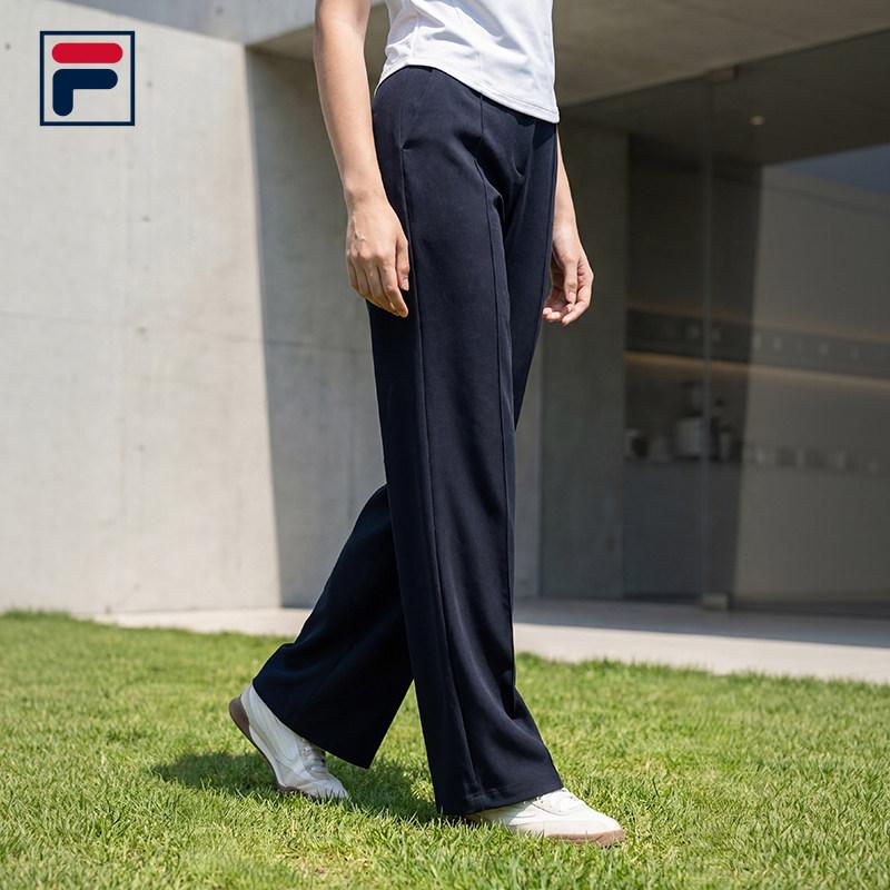 Fila Tennis Fashion Simple Classic Retro Tennis Style Casual Versatile Comfortable Loose Straight Leg Knitted Sports Pants Women bottoms A11W623605FNV