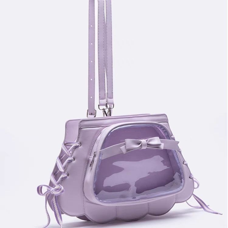 

JIAERDI Purple Design Shell Ita Bag Multifunctional Transparent Leather Casual Backpack Cute Fashion Versatile Mochila Y2K 2025 28x21x16cm фіолетовий