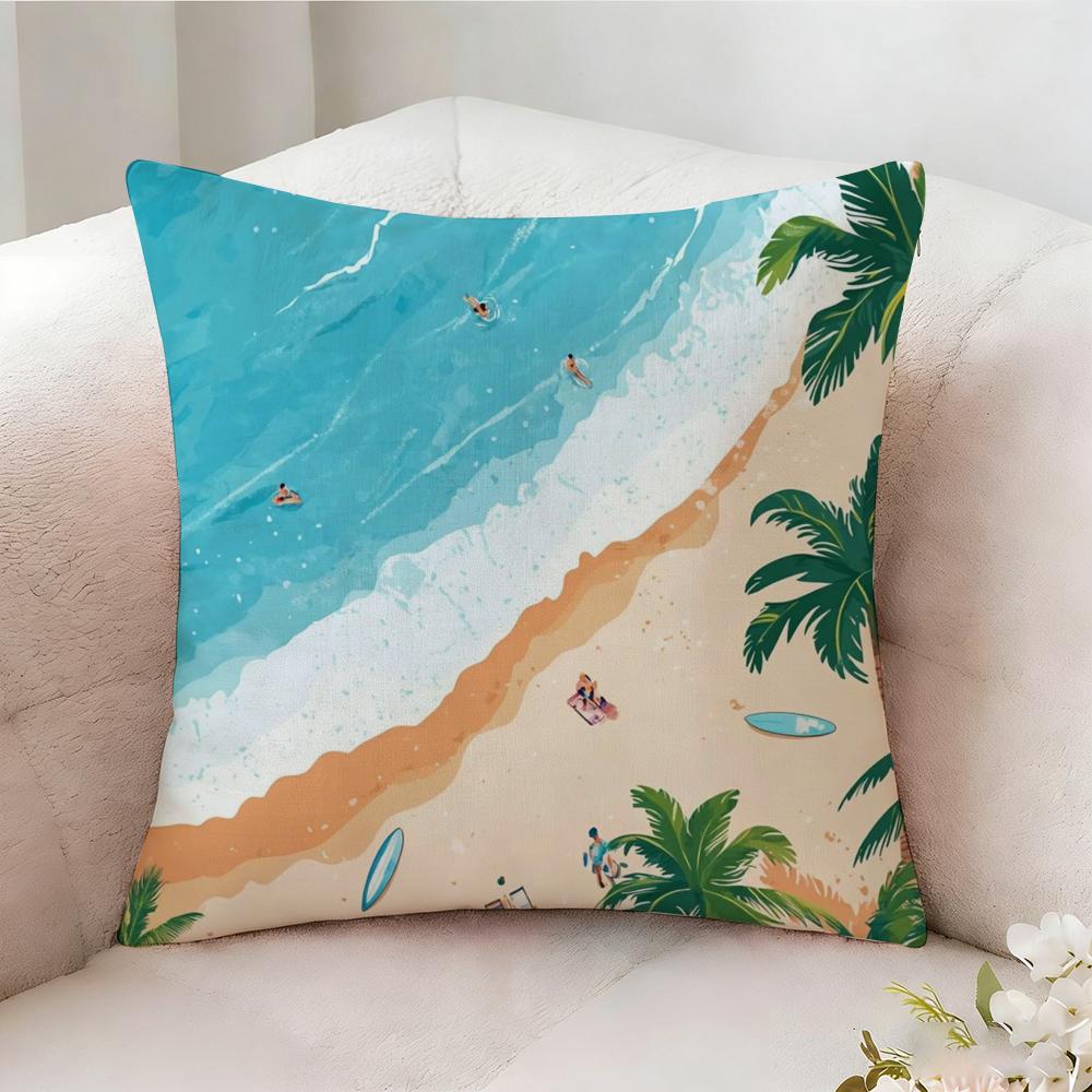 Charming Seaside Retreat Pillow Case Pillowcase, Double-sided Printed, Sofa Cushion, Bedroom Headboard Pillow