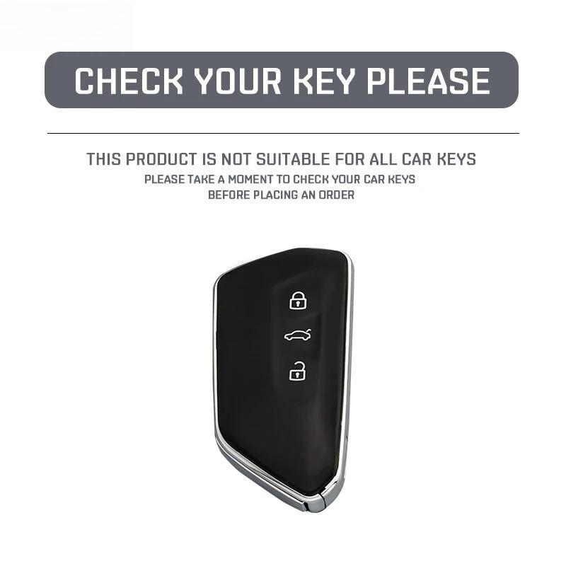 Abs Carbon Fiber Style Car Key Case Cover For Vw Volkswagen Golf 8 Mk8 Gti Gtd R Id3 Id4 Cupra Skoda Octavia A8 Seat Leon Mk4