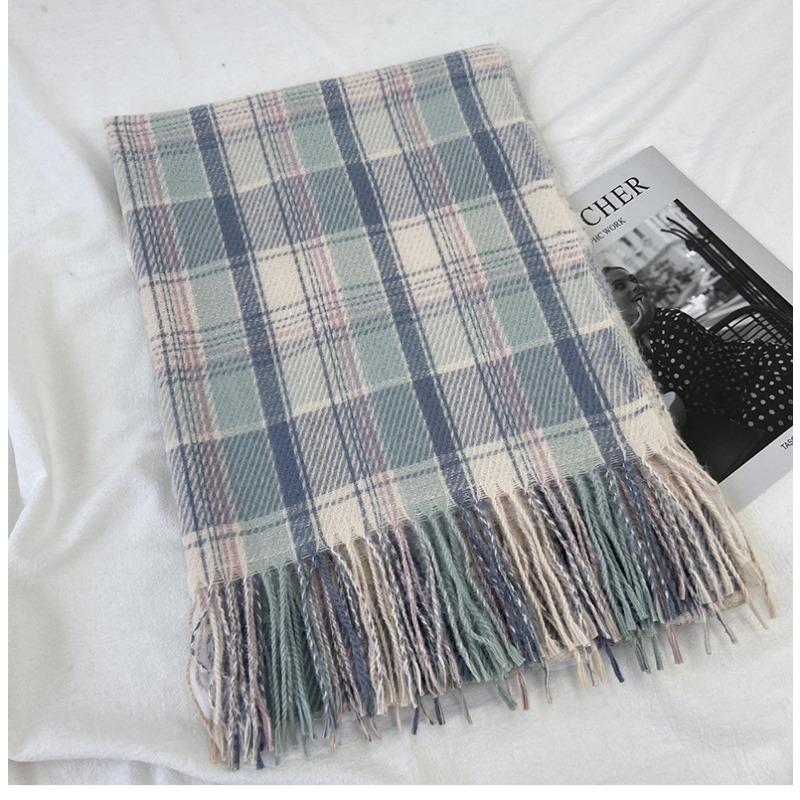 Luxury Plaid Scarf Winter Warm Cashmere Women Long Bandana Pashmina Foulard Female Scarves Tassel Shawl and Wraps