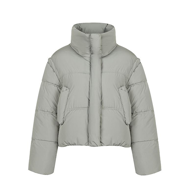 

Женская розовая короткая пуховая куртка со съемным жилетом - 2024 Маленькая Утепленная Куртка со Стойкой 2X-Large