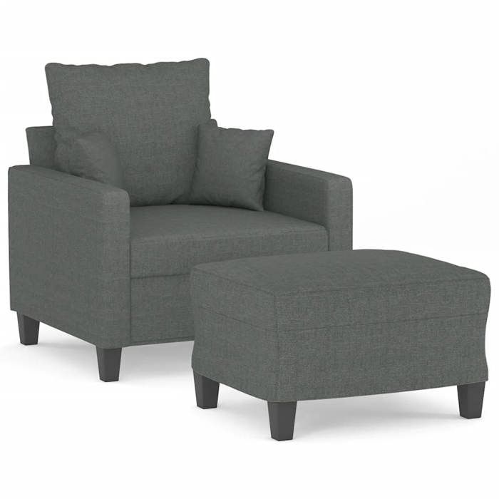 VidaXL Armchair with Footrest Dark Grey 60 Cm Fabric, Sofa, Armchair, TV Armchair, Single Sofa, Seat, Recliner Sofa, 3201082