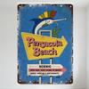 Vintage Metal Tin Sign, Pensacola Beach Blue Background with Stylized Marlin, 'Drive East Gulf Along Mexico' & 'EST. 1959' Retro