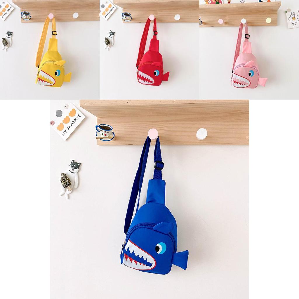 Bolsa Transversal Adorável de Tubarão de Desenho Animado para Crianças Design de Lona Leve e Durável