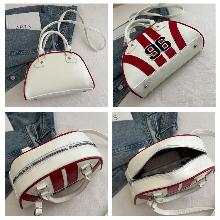 Sac à Bandoulière Rayé Color Block en Similicuir pour Femme Été Nouveau Sac de Soirée Semi-Cercle Sac à Main Sacoche Bowler Tendance