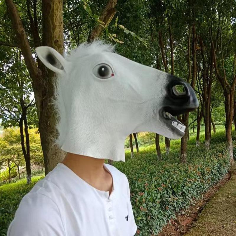 1 Pièce Animal Cheval Masque de Terreur Décoration Bricolage Masque Tête de Cheval Costume Cosplay Fête Drôle Halloween Coiffure