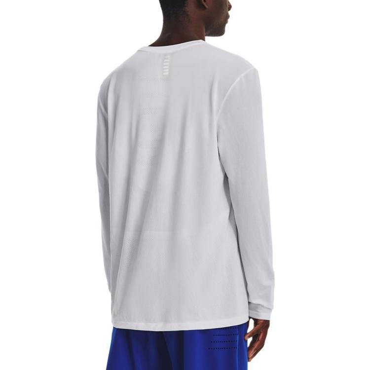 Under Armour Solid Color Crew Neck Long Sleeve T-Shirt Men Tops White 1375693-100