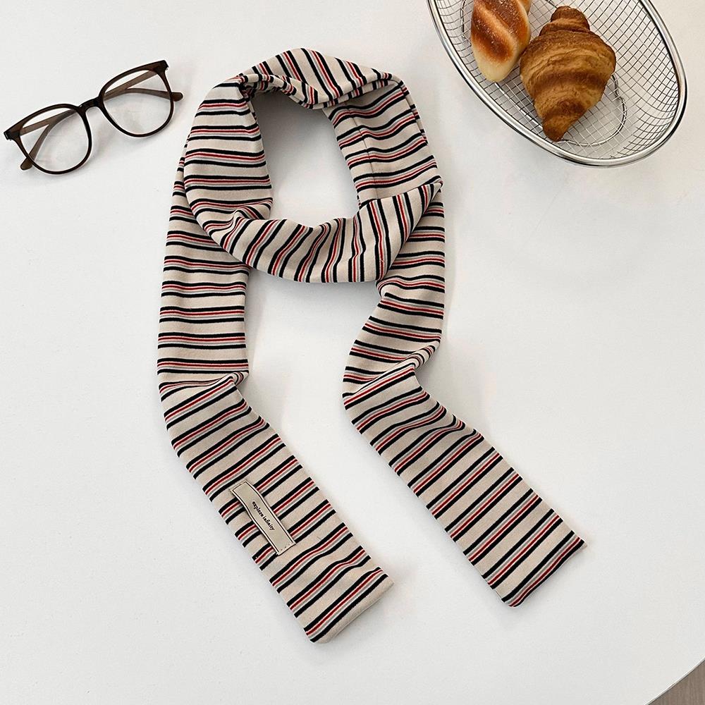Y2K Harajuku Cotton Scarves Narrow Blue White Striped Scarf Women Fashionable Decorative Neckerchief Winter Warmth Long Scarf
