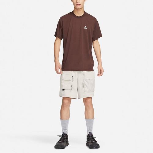 Nike Solid Color Logo Regular Fit Short Sleeve T-Shirt for Men In Brown