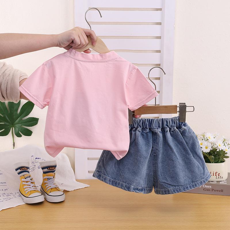 Girls Summer Fashion 2 Piece Set Thin Short Sleeve Shorts Cute Baby Outfit