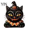 Wooden Wizard Doll Vintage Halloween Figurine, Rustic Witch Zombie Cat Owl Frog Tabletop Table Decor Ornament, Farmhouse Tiered Tray Decoration