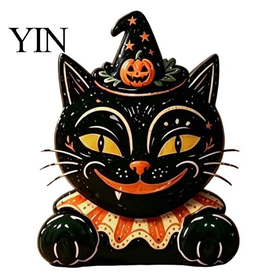 Wooden Wizard Doll Vintage Halloween Figurine, Rustic Witch Zombie Cat Owl Frog Tabletop Table Decor Ornament, Farmhouse Tiered Tray Decoration