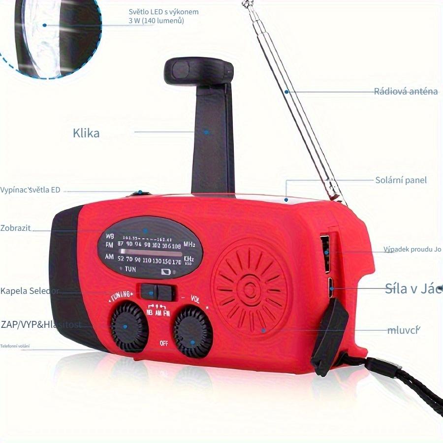 

Solar hand crank emergency alarm radio with flashlight Regular