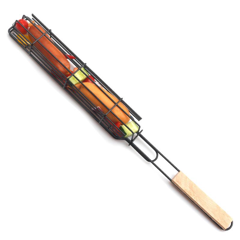 Barbecue Net Wooden Handle Sausage Clip Barbecue Basket Barbecue Clip Barbecue Tool Barbecue Rack