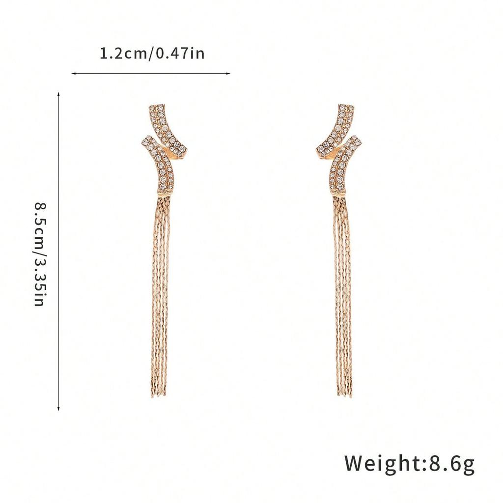 1 Pair of Luxurious Snake Tassel Pendant Earrings for Women, Gold Long Tassel Earrings, Fashionable Party Women's Aesthetic Jewelry