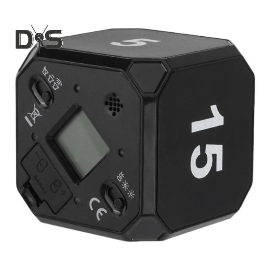 

Вращающийся кубический таймер 5-15-25-45 минут со светодиодным дисплеем, ползунковый переключатель, Pomodoro, портативный кубический таймер с вибрацией и беззвучным сигналом для работы, учебы, кухни чёрный