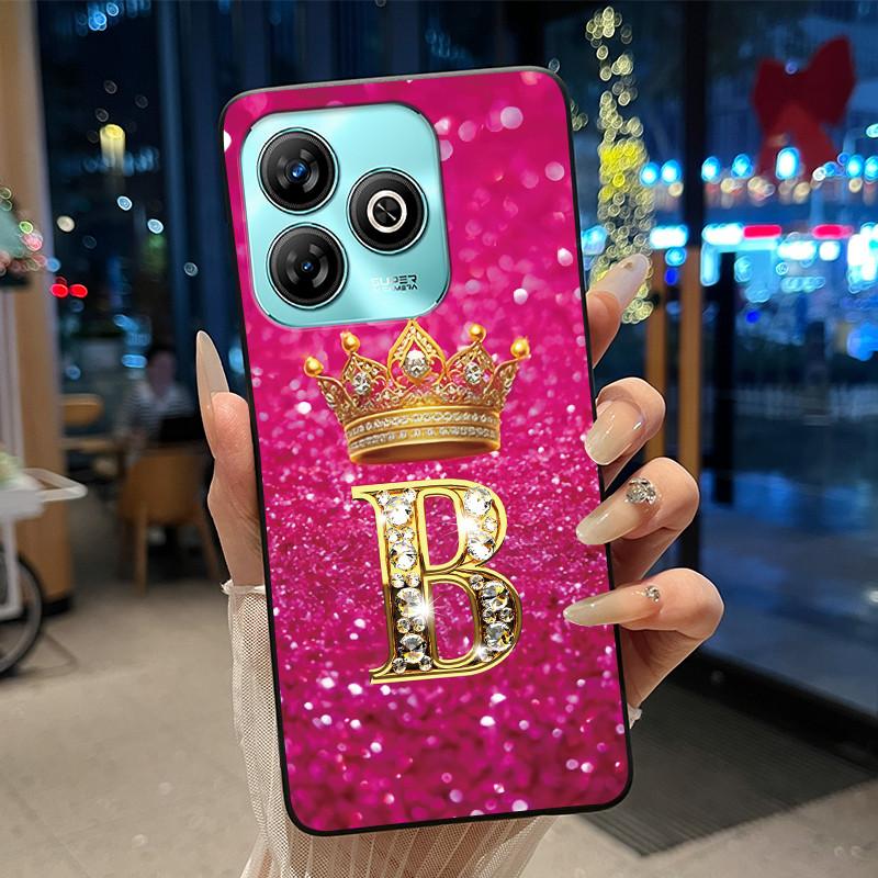 

Case For ZTE Blade A75 4G Soft Silicone Black Case Shockproof Shell ZTE Blade A75 4G Fashion Luxury Crown Letter Design Casing ZTE Blade A75 4G