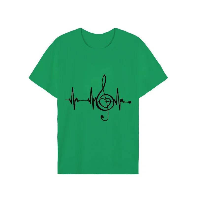 Herren Schwarze Hemden Kurzarm T-Shirts Übergroße Sommeroberteile Musiknote Herzschlag Lustige T-Shirts für Männer Design Musik T-Shirt Oberteile
