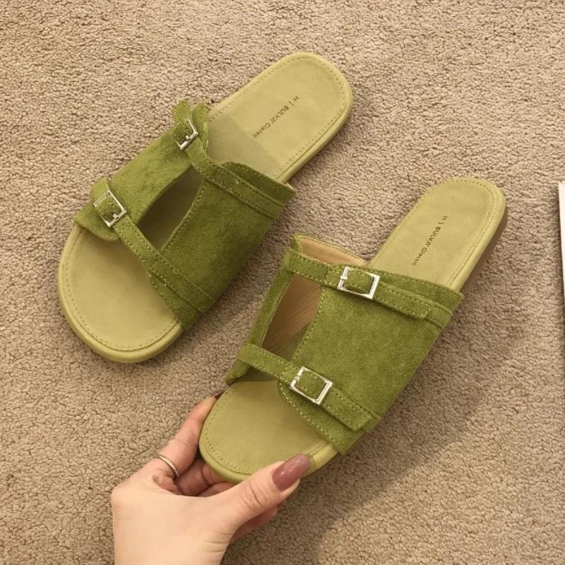 Fashion Women Flats Slippers Elegant Sandals Woman Shoes Summer New Trend 2025 Walking Soft Flip Flops Designer Open Toe Slides