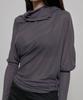 Peulleeoeob Sheer Asymmetrical Long Sleeve (Fl-175_Charcoal)