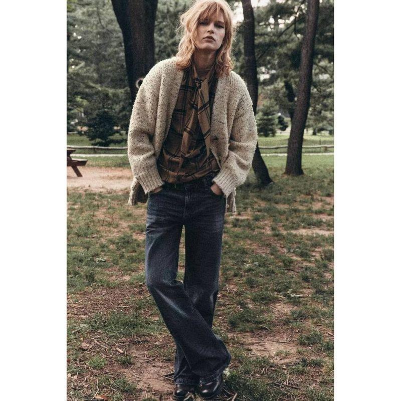 Za Foreign Trade New Women Clothes ZR Western Style Fashion V-neck Small Dot Knitted Loose Outerwear 9874101