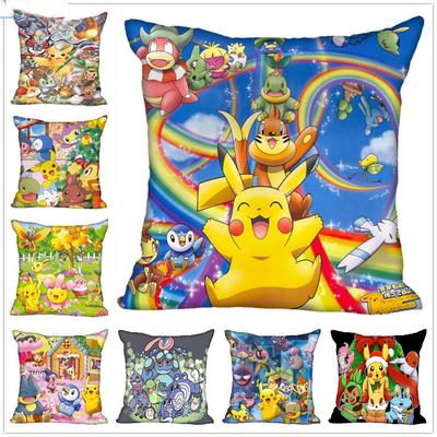 Custom Cartoon Polyester Pillowcase Pikachu Square Cover Christmas Pillowcase with Zipper Home Decoration 45 * 45cm (One Side) .