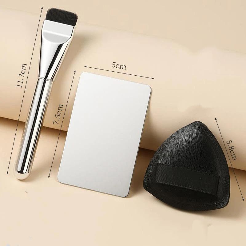 2/4Pcs Professional Makeup Tool Kit With Soft Foundation Brushes Stainless Steel Mixing Palette And Velvet Puff For Home Use