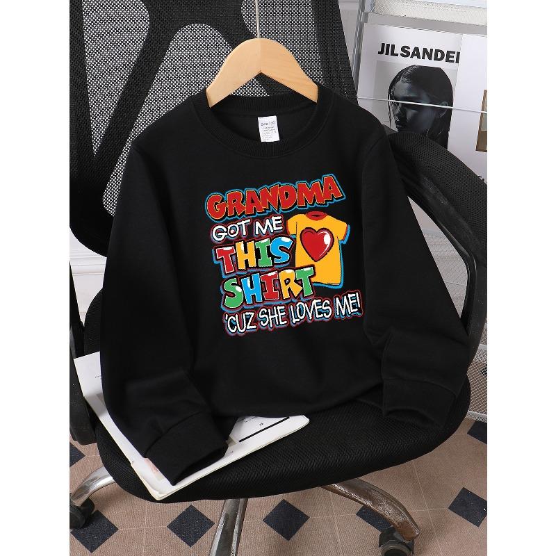 Kids Sweatshirt,Sweatshirt with a Crew Neck, Featuring a Design That Celebrates Grandma'S Love. This Stylish Top Is Perfect for Autumn And Winter