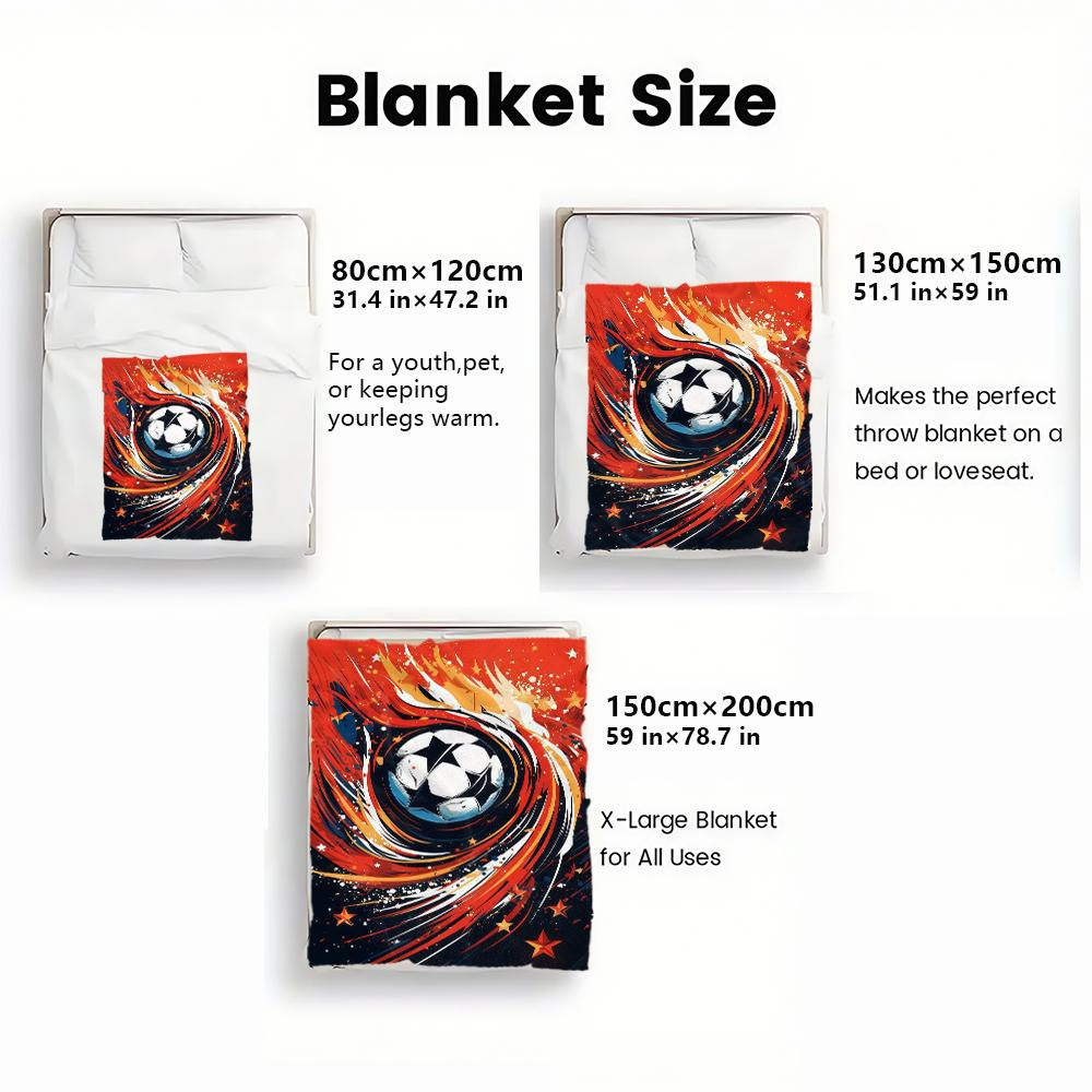 Red Orange Soccer Print thin Flannel Blanket for Bedroom,Living Rooms,Sofas Blankets,Lunch Breaks,blankets fluffy blanket