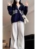 Hong Kong Chic Striped Hooded Cardigan for Women - Autumn/Winter Loose Knit Sweater Coat