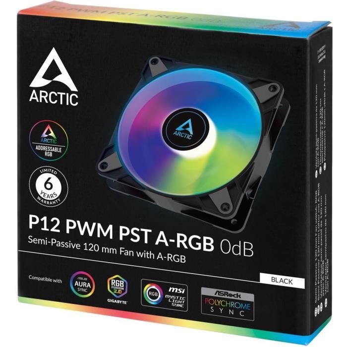 Ventilateur pour boitier PC - ARCTIC - P12 PWM PST ARGB - Ventilateur 120mm LED ARGB (ACFAN00231A)