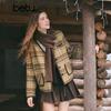 Betu Women's Winter Plaid Wool-Blend Padded Short Coat