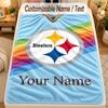 Flannel BlanketPittsburgh Steelers Custom Name Text Personalized Soft Warm Throw Blanket Home Decor Gift