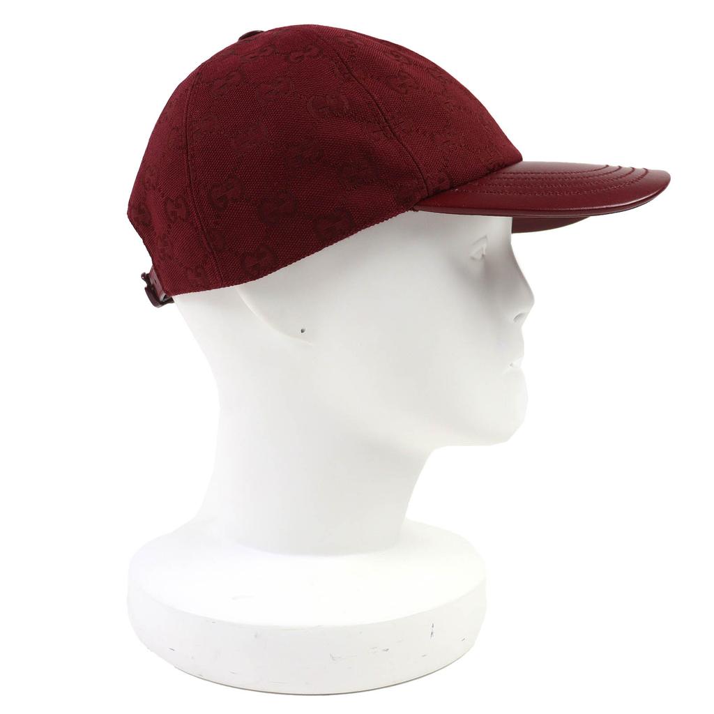 Excellent GUCCI GG Monogram Canvas and Leather Baseball Cap Bordeaux L 833272 Used
