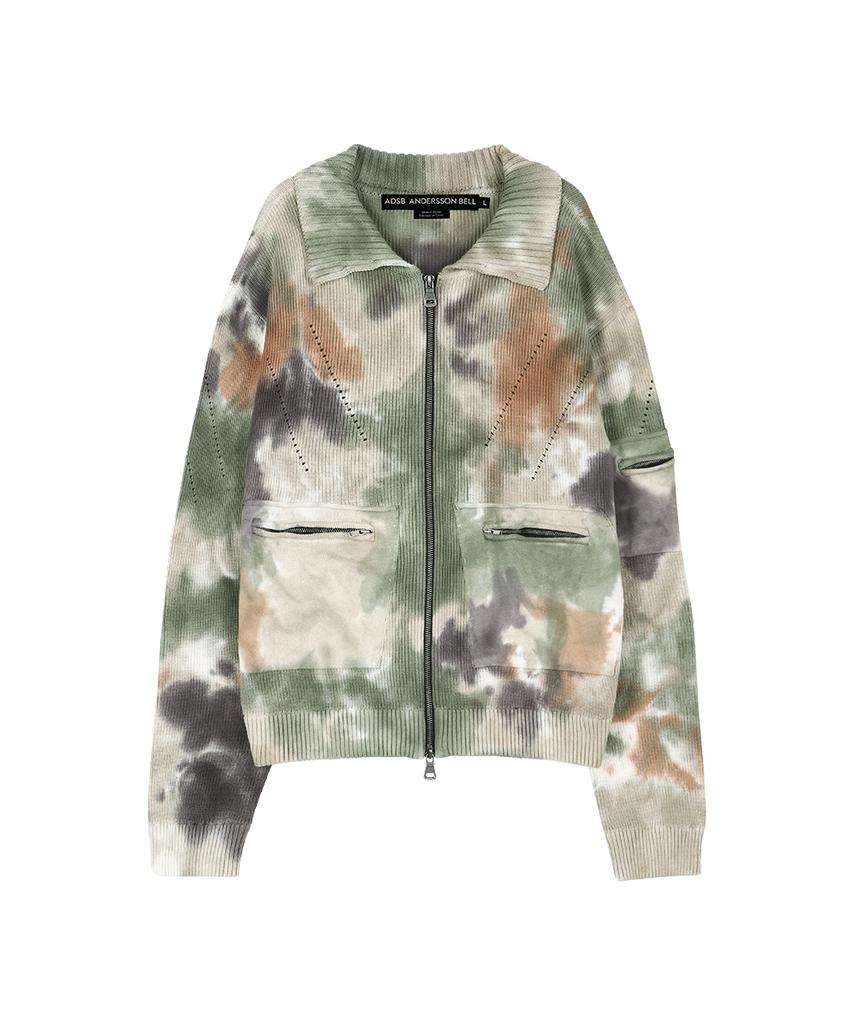 Adsb Andersson Bell Multi-Dyed Knit Zip-Up Sweater Atb1455M(Green/Beige)