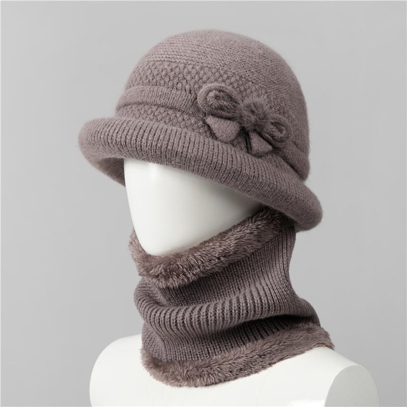 Ji Grandma Hat Warm Rabbit Fur Hat Female Old Lady Mother Hat Fleece Basin Hat