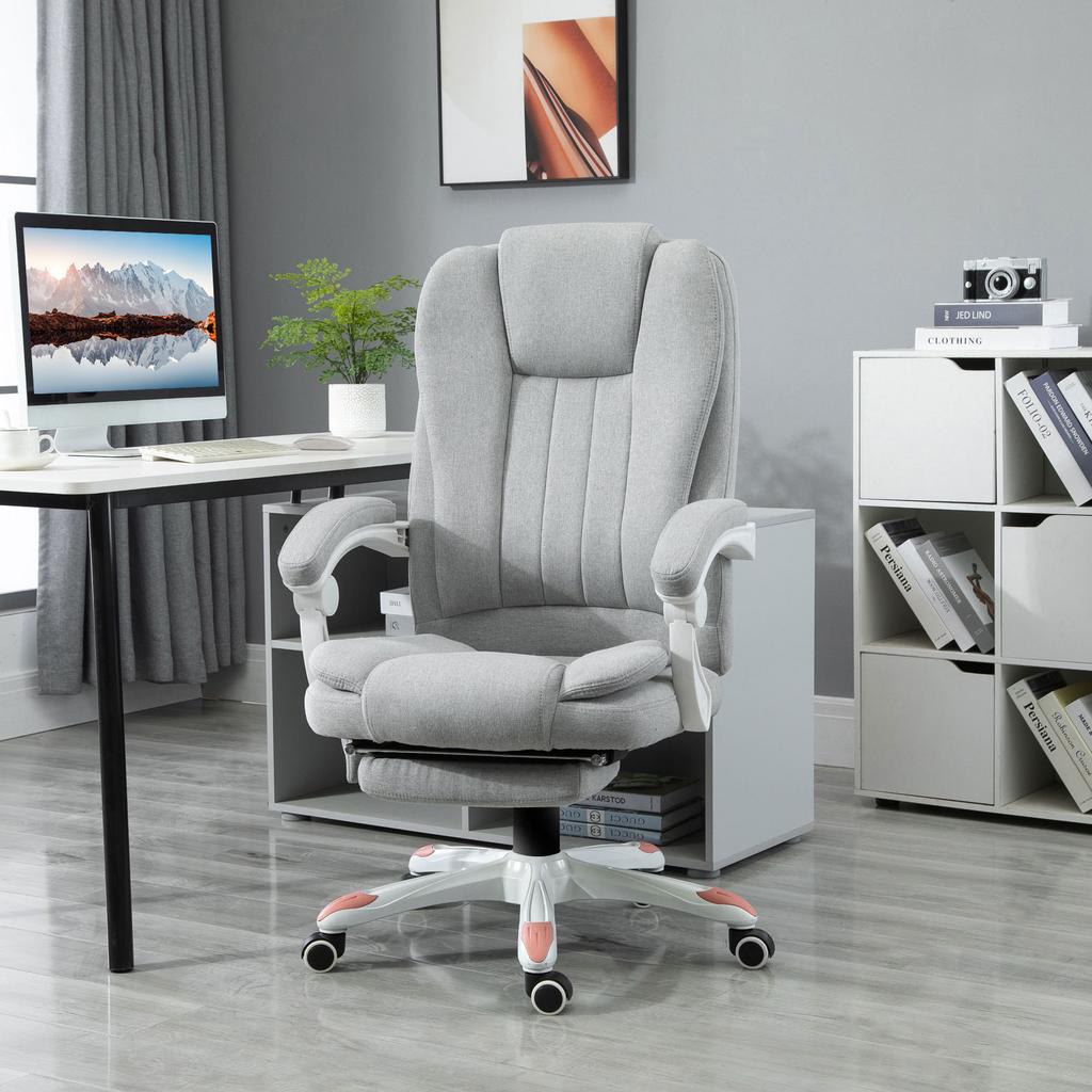 Massage Chair, Office Chair, Gaming Chair, Polyester, Foam, Nylon, Grey, 66 x 63 x 107-115 cm