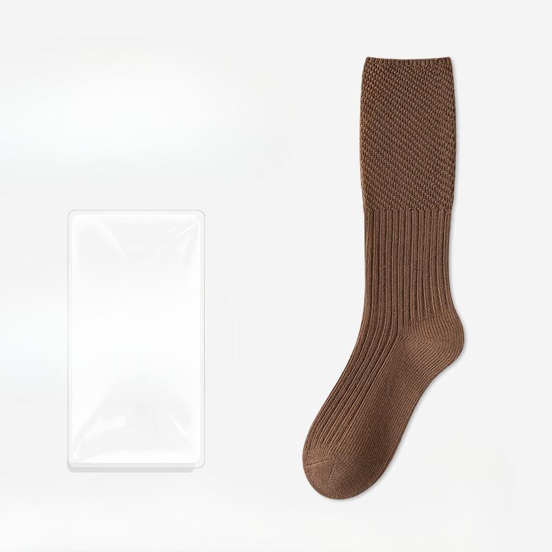 Female Autumn and Winter New Warm Solid Color Comfortable Long Tube Pile Socks