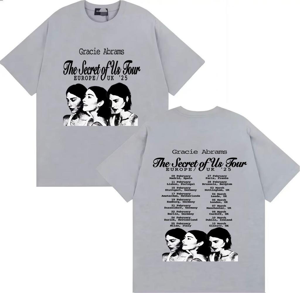 Fashion Singer Gracie Abrams: Our Secret Pattern Shirt Men's and Women's Round-neck Summer Printed 100% Pure Cotton T-shirt