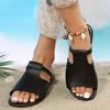 Women's Cut Out Slide Sandals, Trendy Faux Leather Flat Slide Sandals, Lightweight Slip On Outdoor Shoes