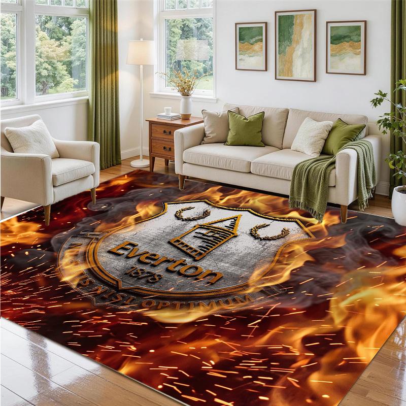 Everton Football Design Crystal Velvet Rug Soft Decorative Mat for Bedroom Entrance