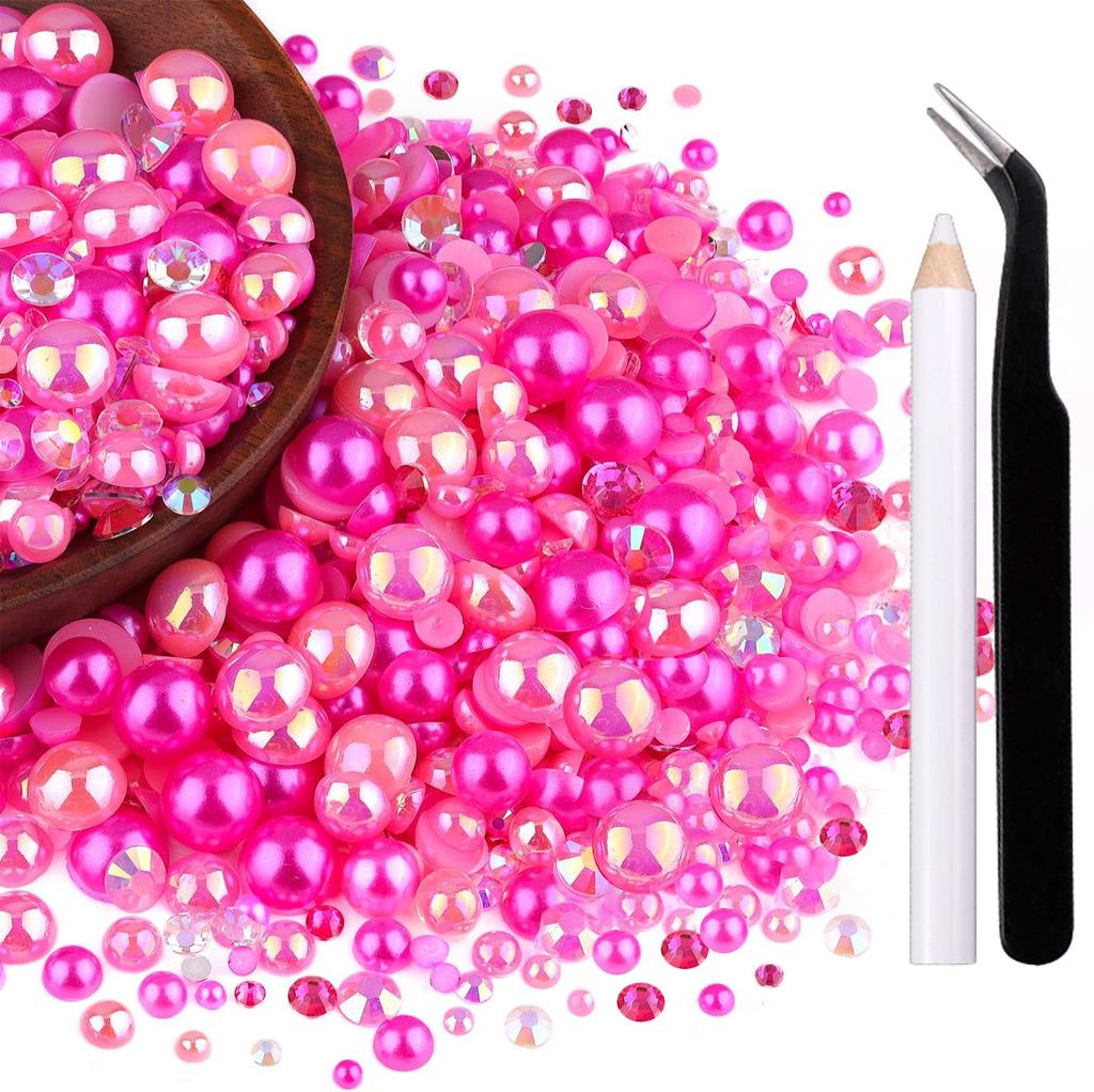 80G Flat Bottom Pearl Rhinestone Handmade Gold Black 3-10Mm Resin Rhinestone And Half Pearl Diy Clothing Accessories