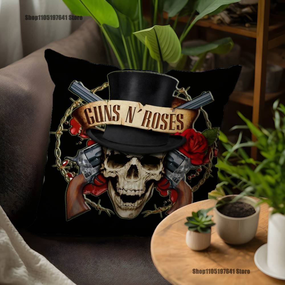 Band G-Guns N Roses Pillow Case For Sofa Decor Car Office Room Printing Cushion Cover Decorations and Protector