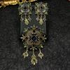 Qingdao medieval western antigo Florença clássico brincos de tarraxa broche indústria pesada metal diamante azul brincos pendentes joias