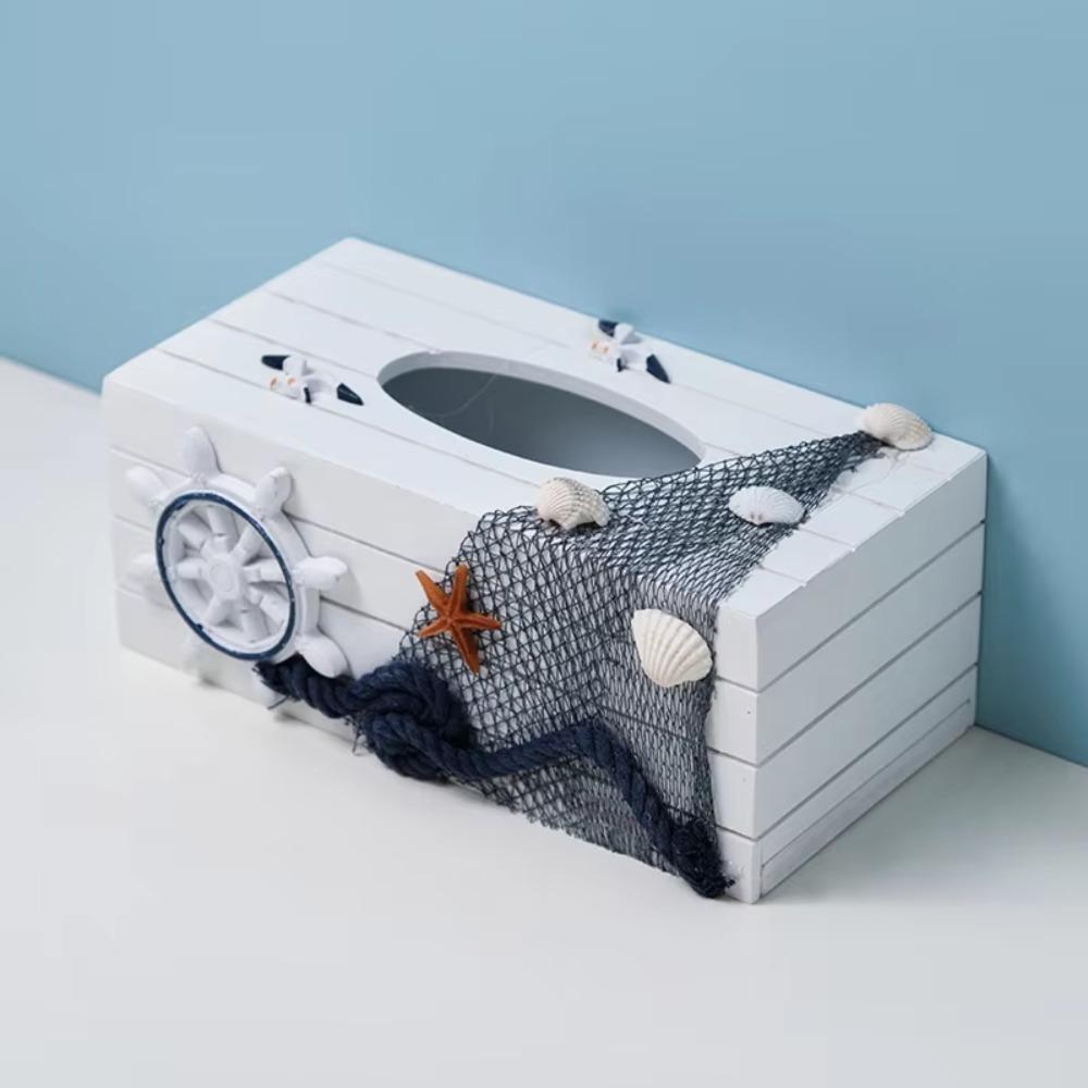 Ocean Themed Napkin Holder Wooden Napkin Dispenser Desktop Decoration Paper Box  Living Room