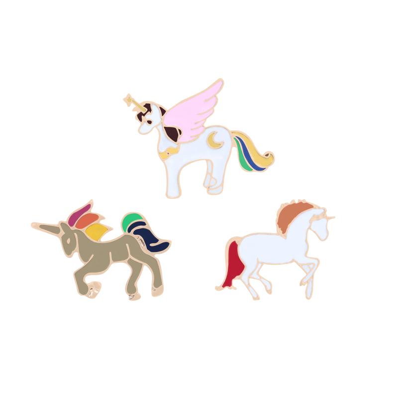 3-4pcs/set Cute Animal Brooch Cartoon Unicorn Cat Dog Monkey Fish Enamel Pin Backpack Clothing Badges Jewelry Children Wholesale